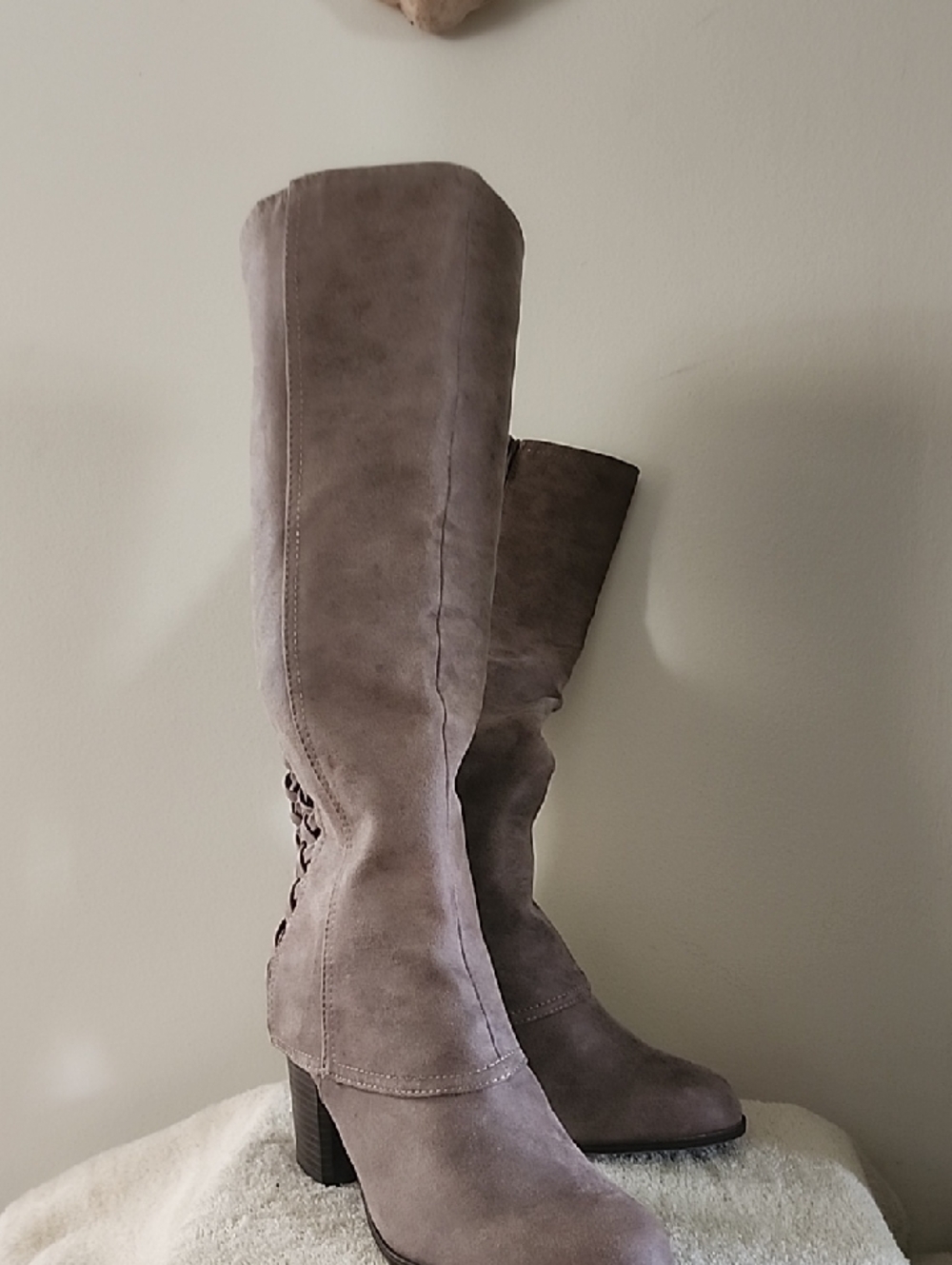Fergalicious Taupe Suede Over-the-Knee Boots